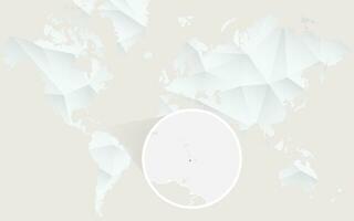 Saint Lucia map with flag in contour on white polygonal World Map. vector