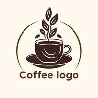 Vector simple and minimal Coffee Logo, Coffee cafe design Concept with white background