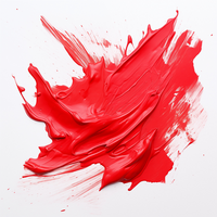 A smear of red acrylic paint. A brush stroke of paint on a white background. AI Generative png