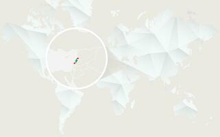 Lebanon map with flag in contour on white polygonal World Map. vector