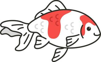 Cute wakin goldfish isolated on white background. Vector illustration.