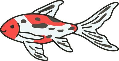 shubunkin pez de colores. mano dibujado garabatear estilo vector ilustración.