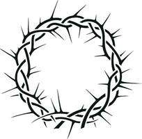 Beautiful elegant crown of thorns vector black and white illustration