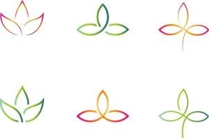 Ayurveda yoga spa purity meditation calm lotus company logo orange green bright colors vector