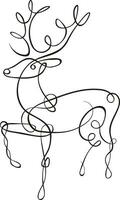 Poster wallart deer drawn with one continuous black and white line vector