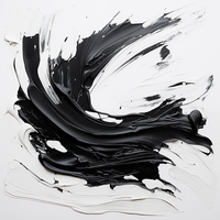 A smear of black acrylic paint. A brush stroke of paint on a white background. AI Generative png