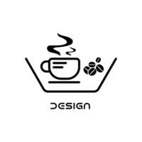 Coffee logo, simple glass cup icon Coffee logo design in vector linear style.