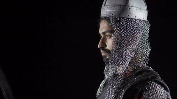 Armored Byzantine Warrior. Black background. video