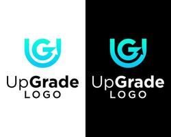 Letter UG monogram arrow sign up upgrade logo design. vector