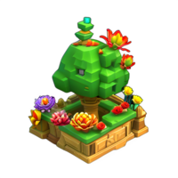 fantasía 3d pequeño isla árbol juego ai generado png