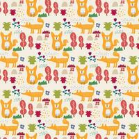 Cute hand drawn animals Seamless pattern. for fabric, print, textile and wallpaper vector