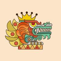 Head  dragon culture hand drawn quetzalcoatl head mexican god aztec graphic. Illustration good for logo or gaming mascot, t shirt printing, apparel or badge. vector