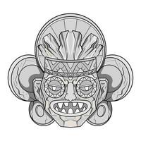 Culture Head statue traditional barong or tiki mask trofical sign from polynesian.Illustration good for esports logo or gaming mascot, t shirt printing, apparel or badge. vector