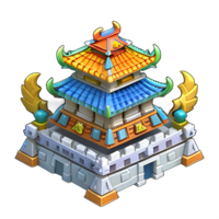 fantasy 3d small Island chinese building game ai generated png