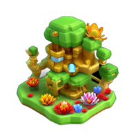 fantasia 3d pequeno ilha árvore jogos ai gerado png