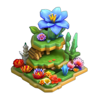 fantasy 3d small Island tree game ai generated png