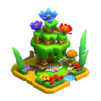 Fantasie 3d klein Insel Baum Spiel ai generiert png