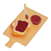 White Bread With Strawberry jam For Breakfast 3D Isolated Illustration . 3D rendering png