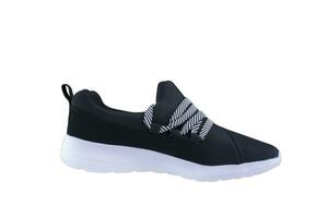 Sneaker. Sports shoes side view on a white background.Black shoe with white sole photo