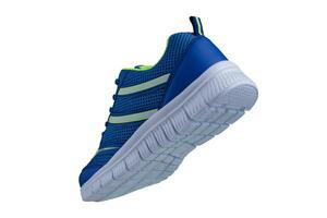 Sneakers. Blue sport shoes side view photo