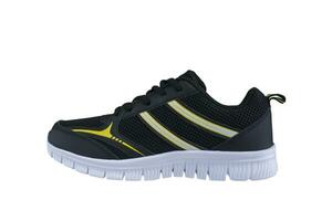Sneakers black with a stripe. Sport shoes on white background photo