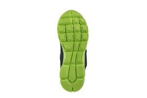 Green rubber sole with sneakers on a white background. photo