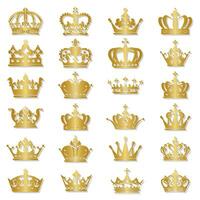 Set of royal golden crown with gradient vector Illustration.