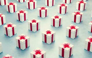 Gift boxes with red ribbon background photo