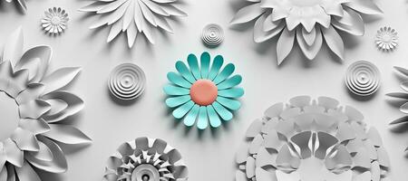 White paper flowers elegant minimalist background. photo