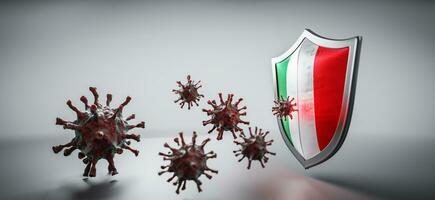 Shield in Italy flag protect from coronavirus COVID-19. photo