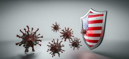 Shield in USA flag protect from coronavirus COVID-19. photo