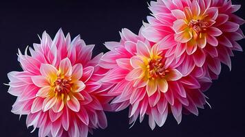 High Detail, Close-up of dahlia flowers, isolated on black photo