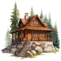 Rustic wooden house Ai Generative png