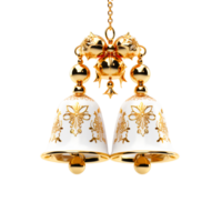 Decorative christmas ornament with christmas golden bells or jingle bells. Christmas decoration concept Ai Generative png