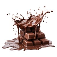uma respingo do chocolate é derramado para dentro uma caixa ai generativo png