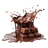 A splash of chocolate is poured into a box Ai Generative png