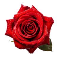 rouge Rose avec l'eau gouttes ai génératif png