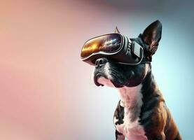 perro vistiendo vr auriculares. generativo ai foto