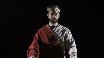 King of Rome in the Middle Ages. Black background. video