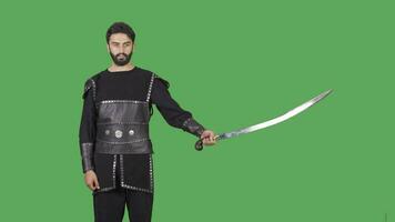 Warrior in ancient times. Green Screen Video. video