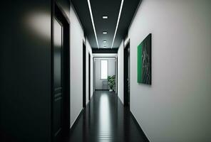 Modern hallway corridor interior, minimalist and clean. Generative AI photo