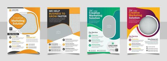 Multipurpose business corporate flyer template, A4 annual report marketing agency colorful cover page design set. vector