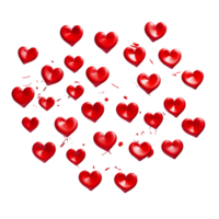 3D Red Flying Hearts Ai Generative png