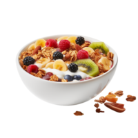 Tasty oat flakes with milk and berries in a bowl Ai Generative png