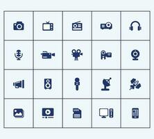 Media Icons. Multimedia Icons. Universal multimedia icon to use for web and mobile UI. Basic multimedia elements vector