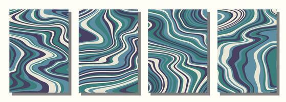Abstract psychedelic groovy set background. vector
