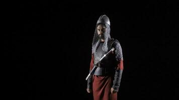 Warrior Commander in Antiquity. Black background. video