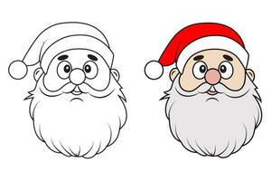The head of Santa Claus. Contour drawing of a New Year's character. Christmas.Set Santa Claus vector