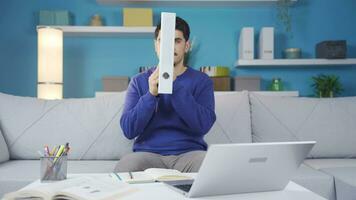 The man who reads bad news in the folder is helpless and sad. video