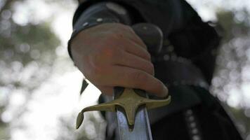 Medieval soldier and sword. video